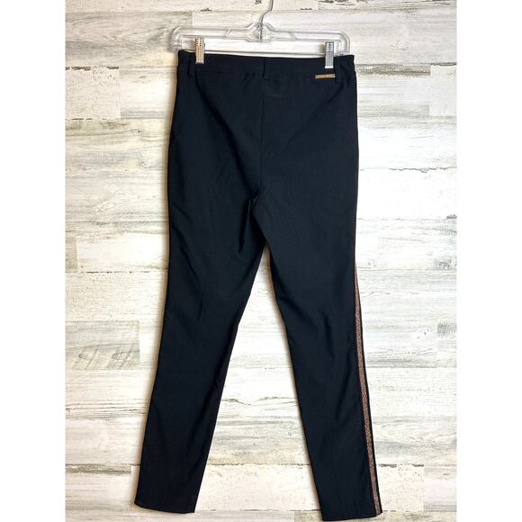 ILTM Women’s Small Black “The Gwyneth” Tuxedo Pants Gold Stripe Ankle Skinny NWT - Picture 3 of 10